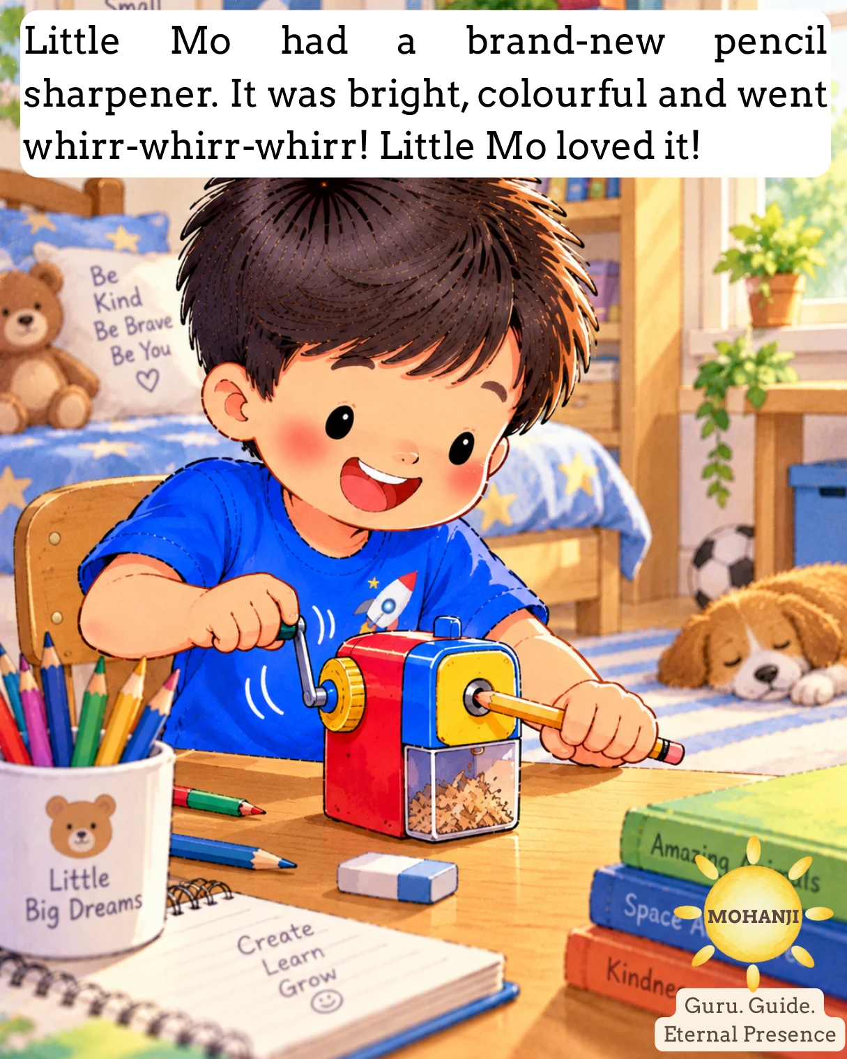Little Mo and the Missing Sharpener, illustrated page 2 of 11